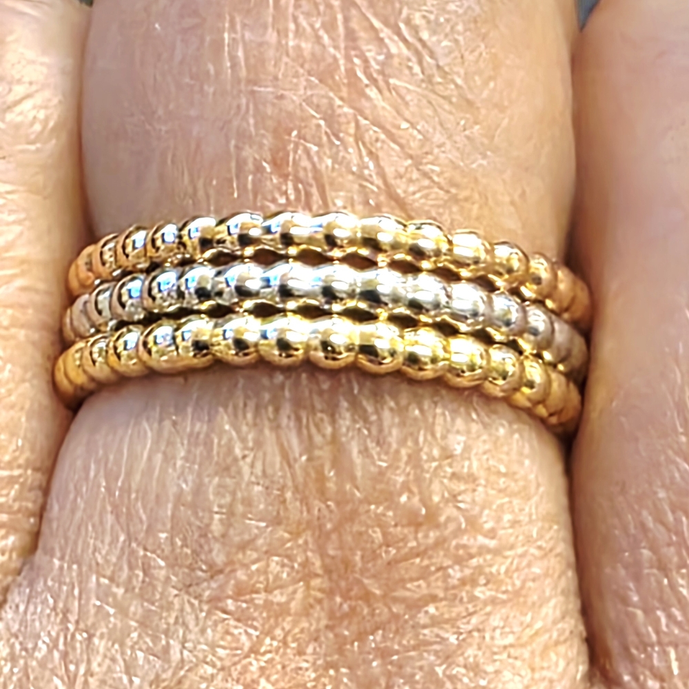 💛 18k Tricolor Gold Bubble Ring- Size 7